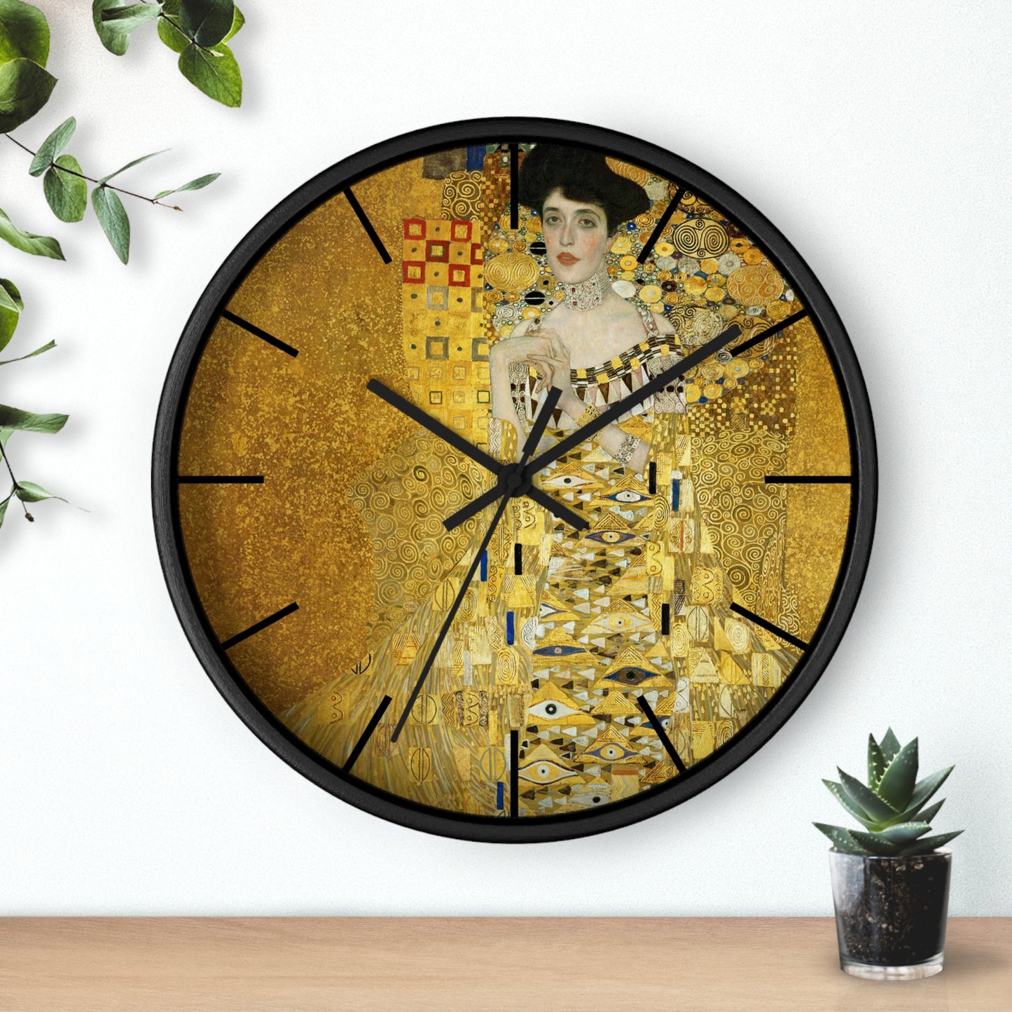 Gustav Klimt Portrait of Adele Bloch-Bauer Wall Clock | Golden Art Clock