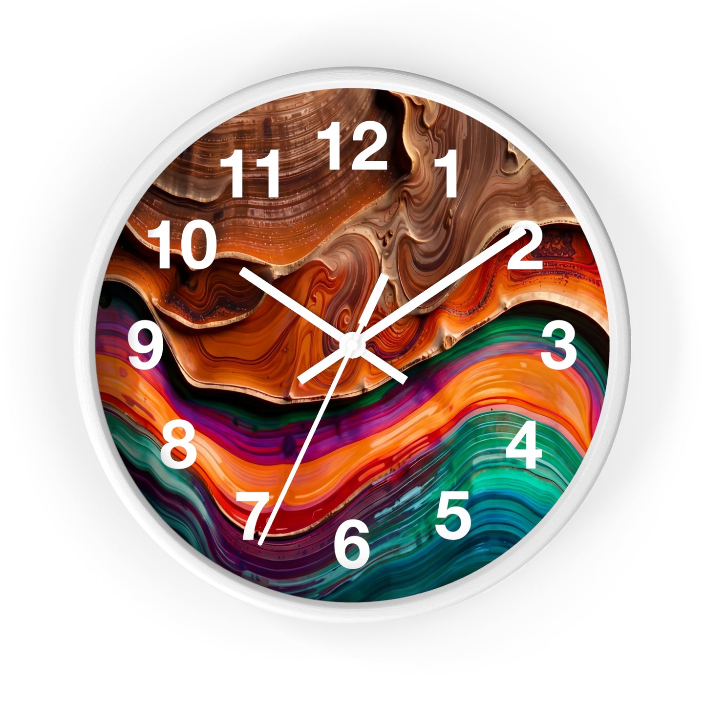 Abstract Swirl Art Wall Clock | Colorful Fluid Waves, Modern Home Decor Resin Art Style