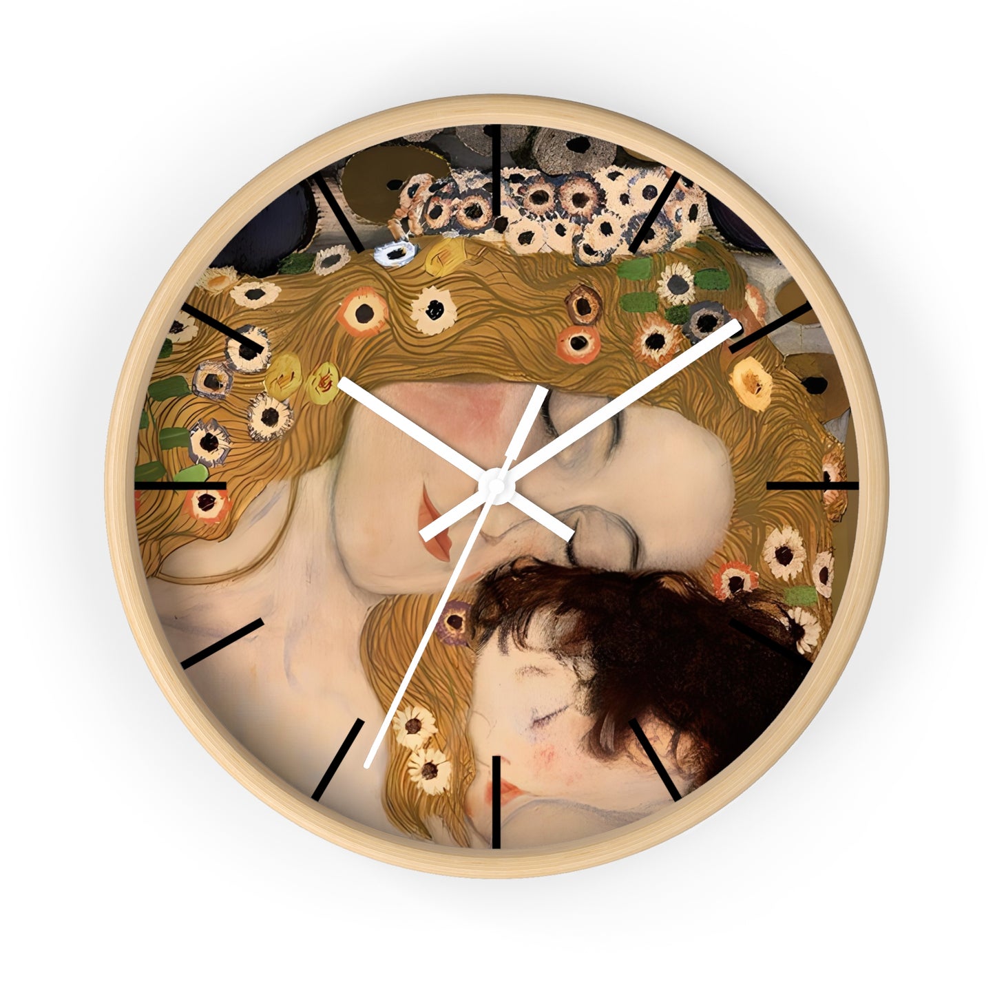 Mother and Child Art Wall Clock | Gustav Klimt Inspired Nursery Decor