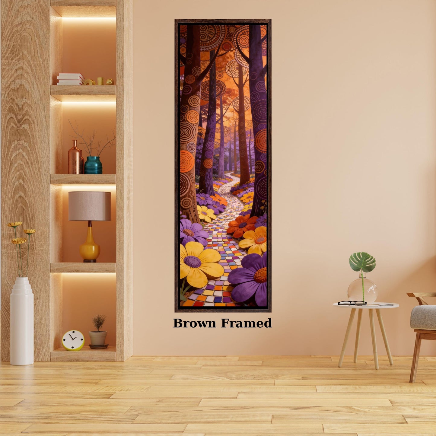 Vertical River Canvas Print, Tall Tree Mountain Wall Art Long Narrow