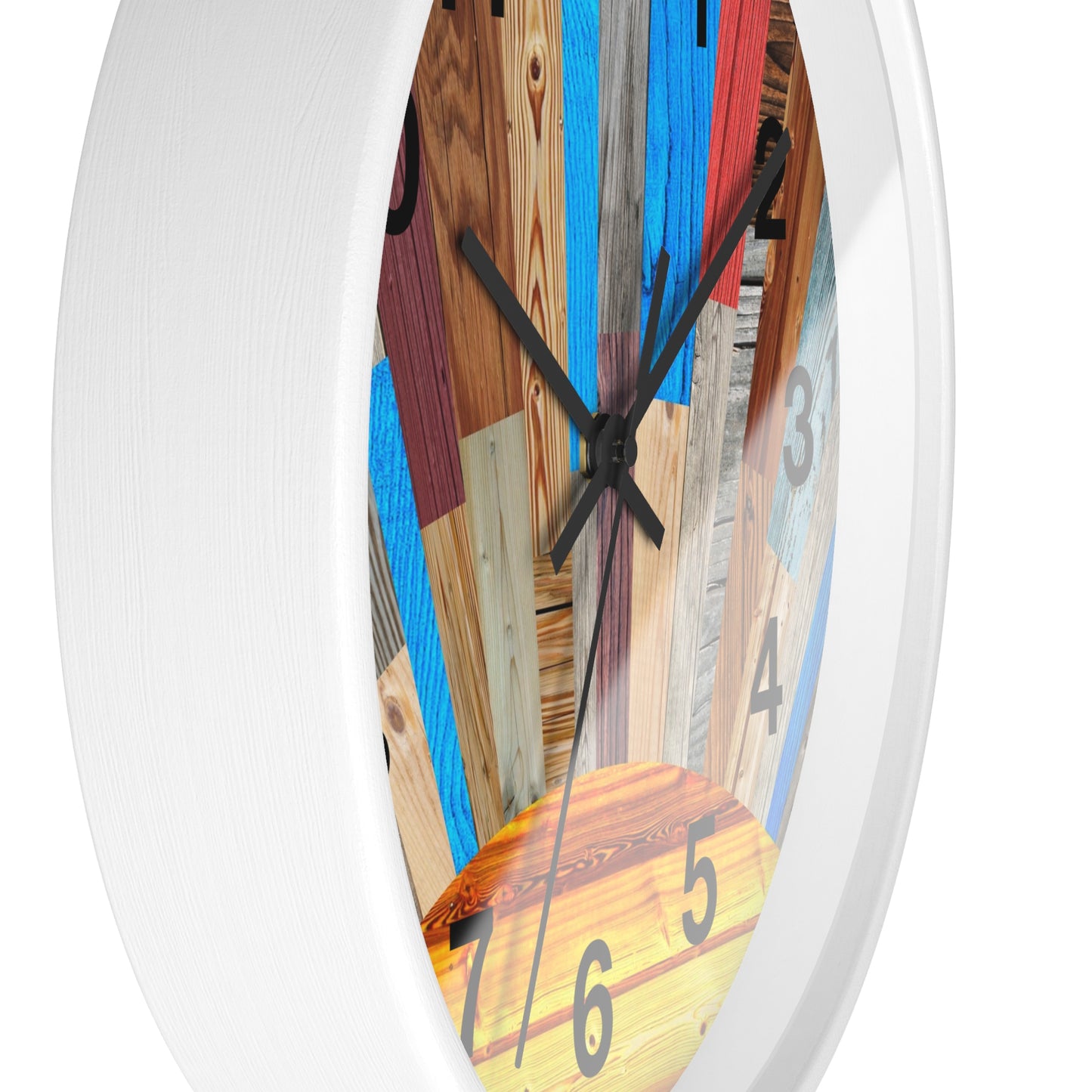 Sunrise Wood Planks Wall Clock | Colorful Rustic Sunburst