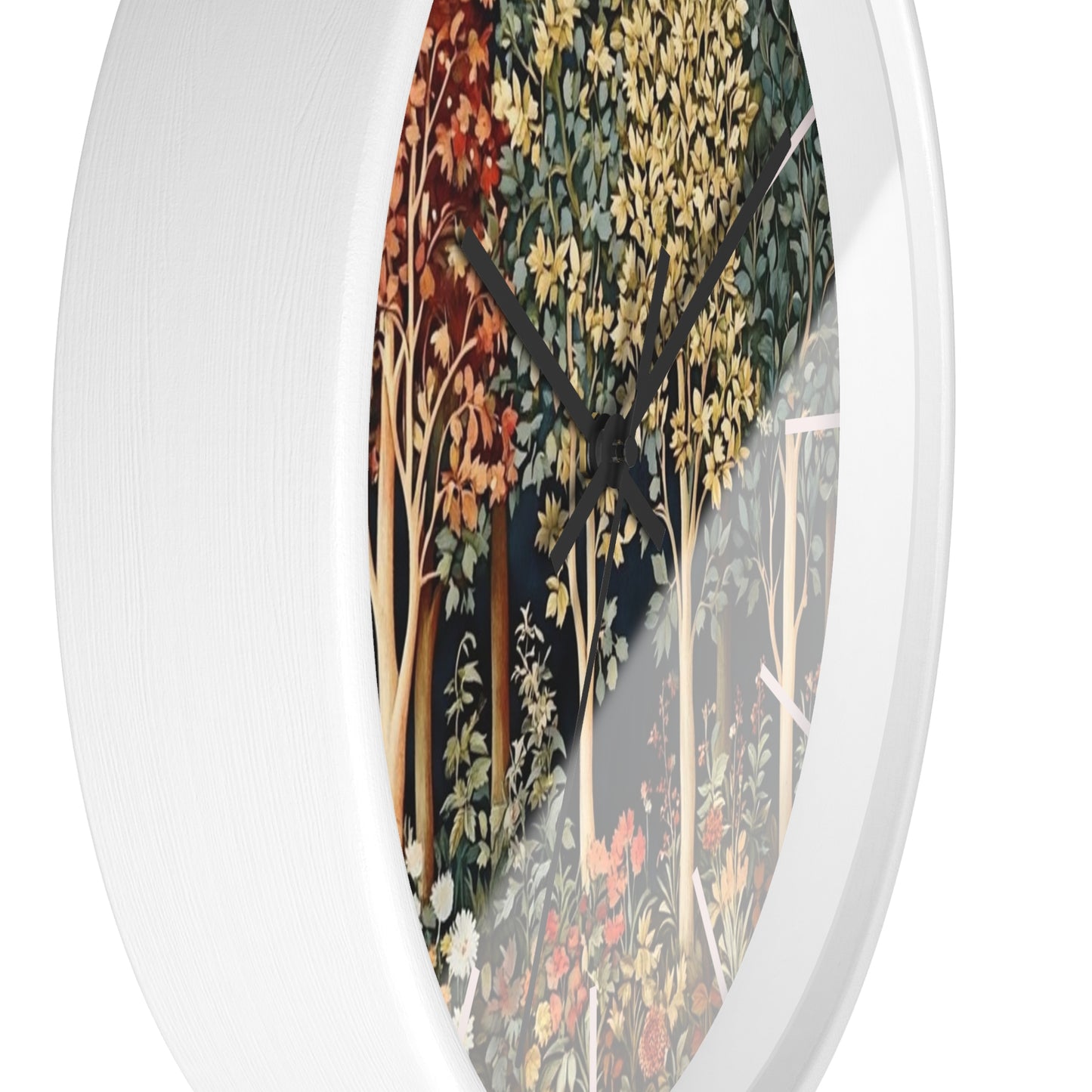 Autumn Woodland Trees Wall Clock | Forest Floral Timepiece