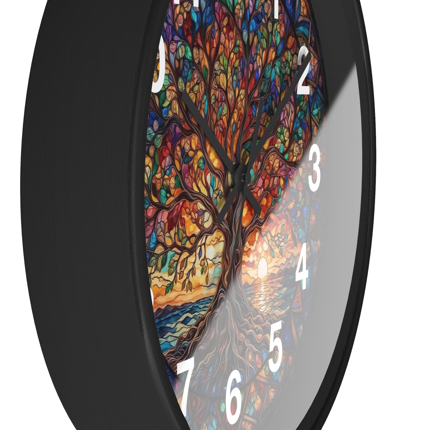 Stained Glass Tree of Life Wall Clock | Colorful Sunset Decor