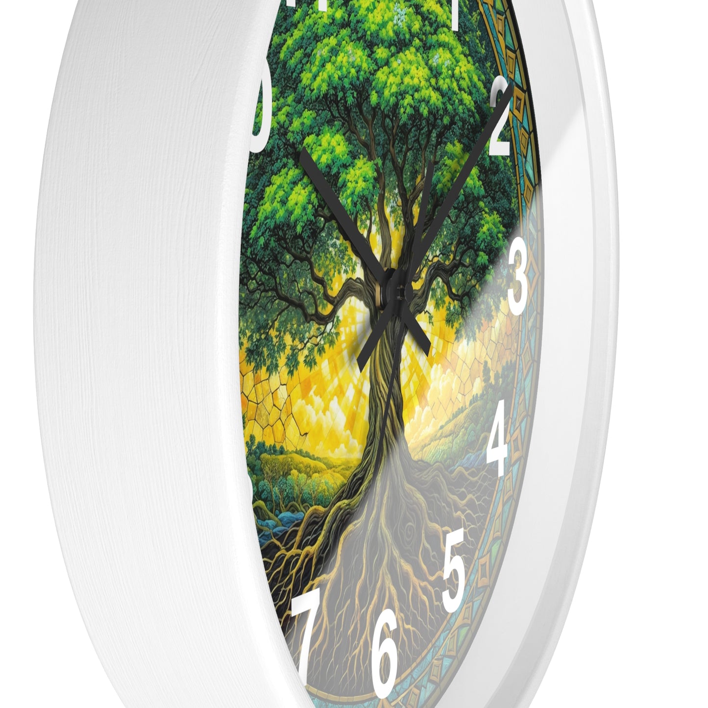 Stained Glass Tree of Life Wall Clock | Colorful Sunset Decor