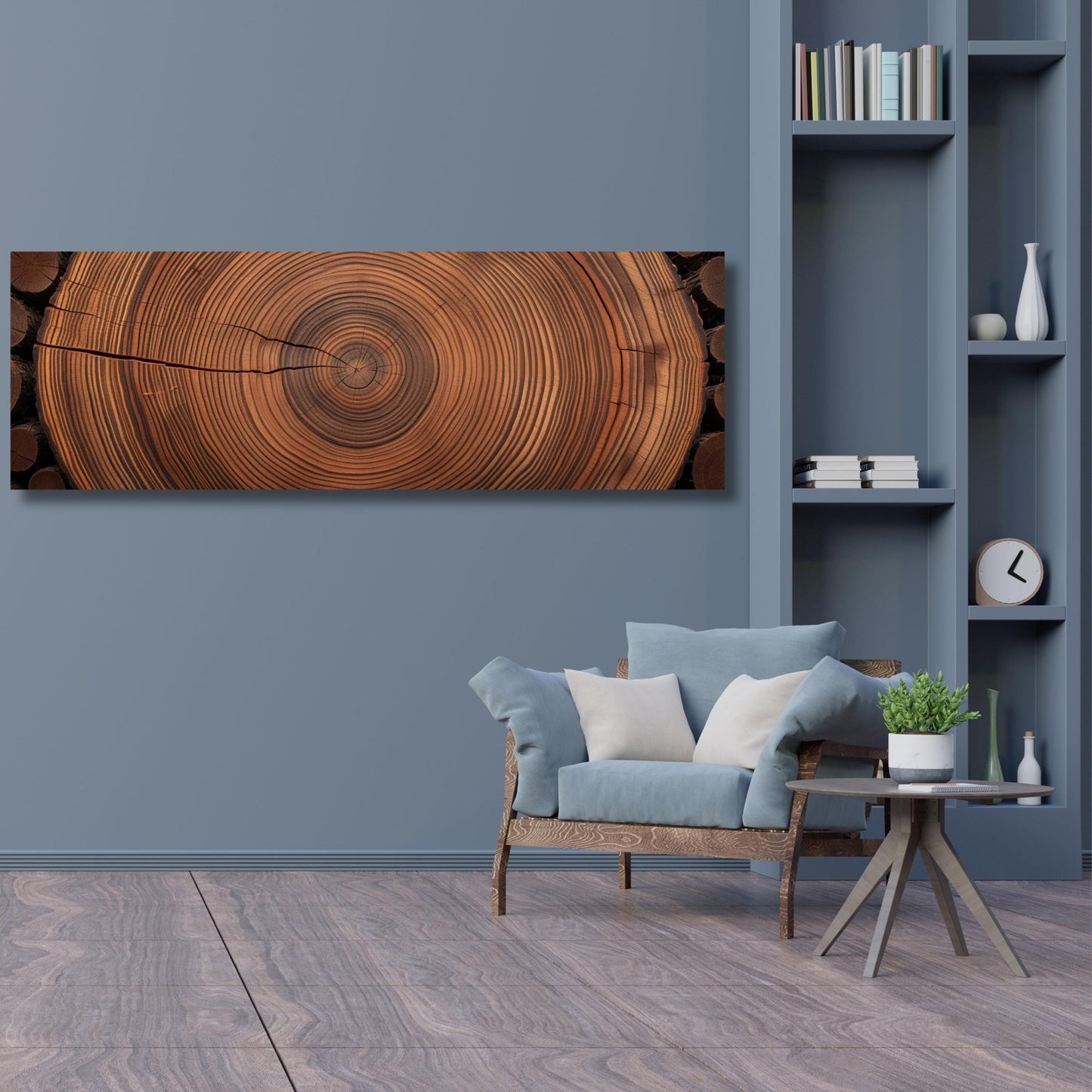Panoramic Tree Ring Canvas Art: Elegant Natural Home Decor