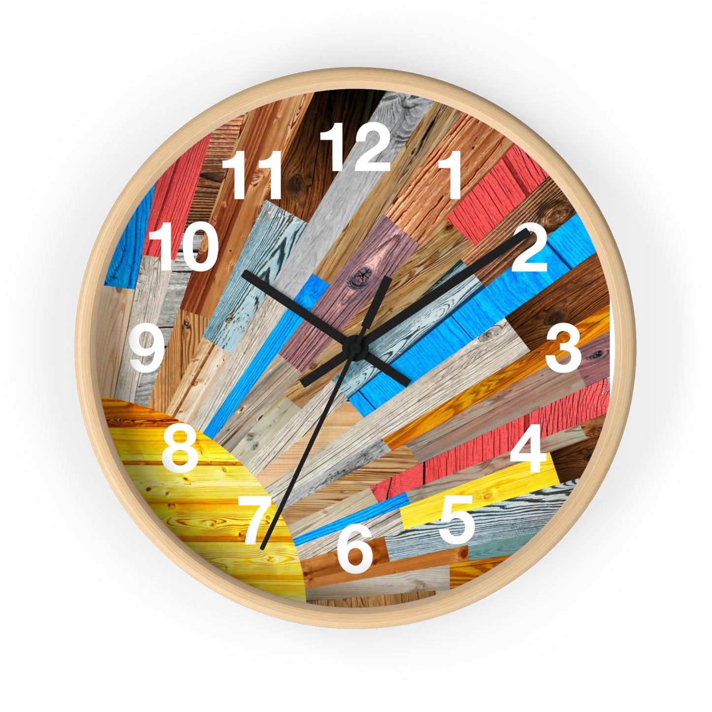 Sunburst Abstract Art Wall Clock | Colorful Sunrise Rays Clock