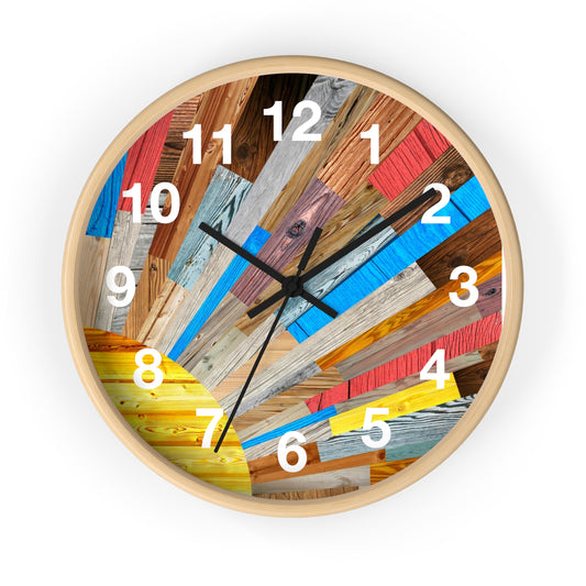 Sunburst Abstract Art Wall Clock | Colorful Sunrise Rays Clock