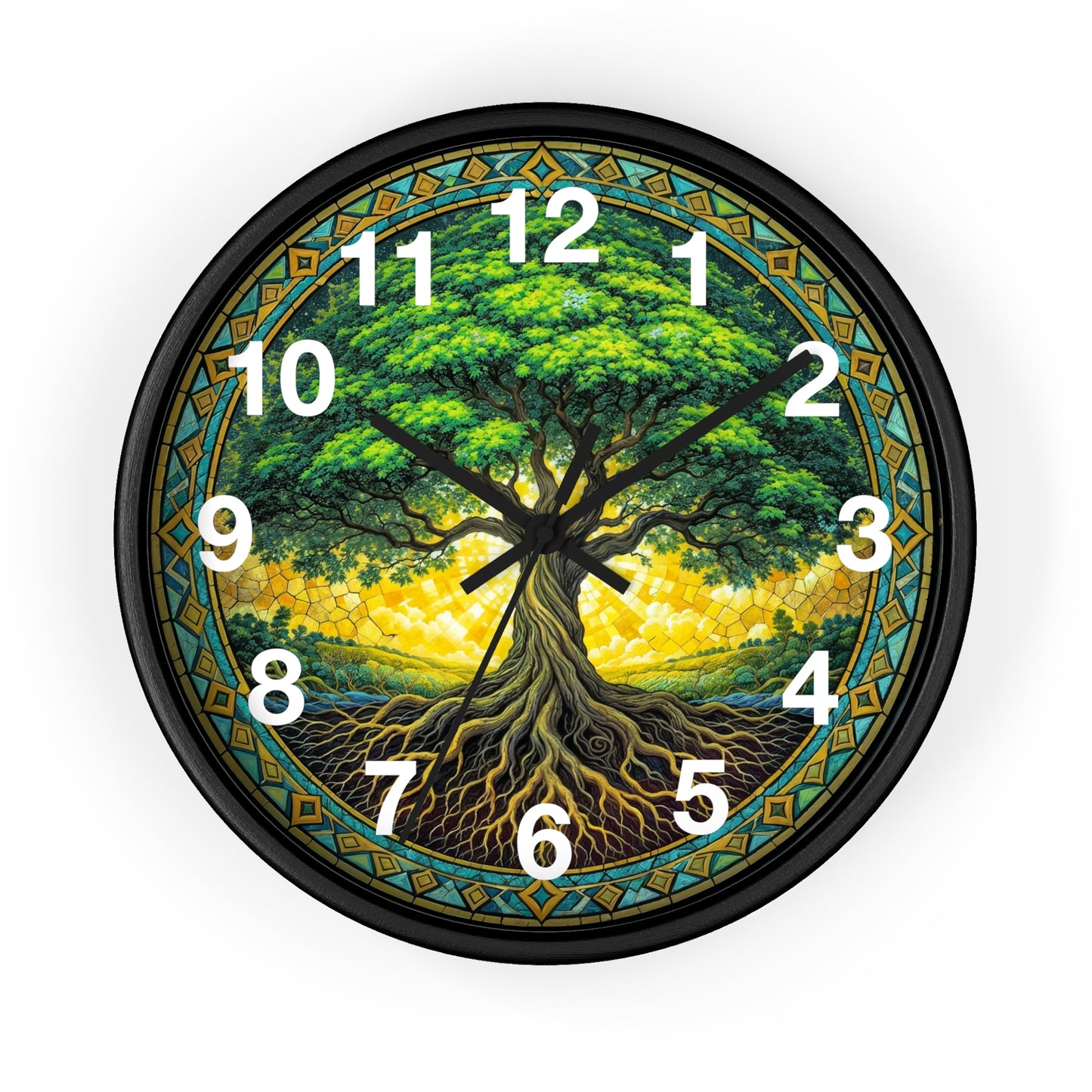 Stained Glass Tree of Life Wall Clock | Colorful Sunset Decor