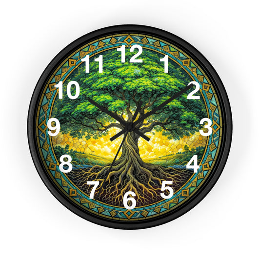 Stained Glass Tree of Life Wall Clock | Colorful Sunset Decor