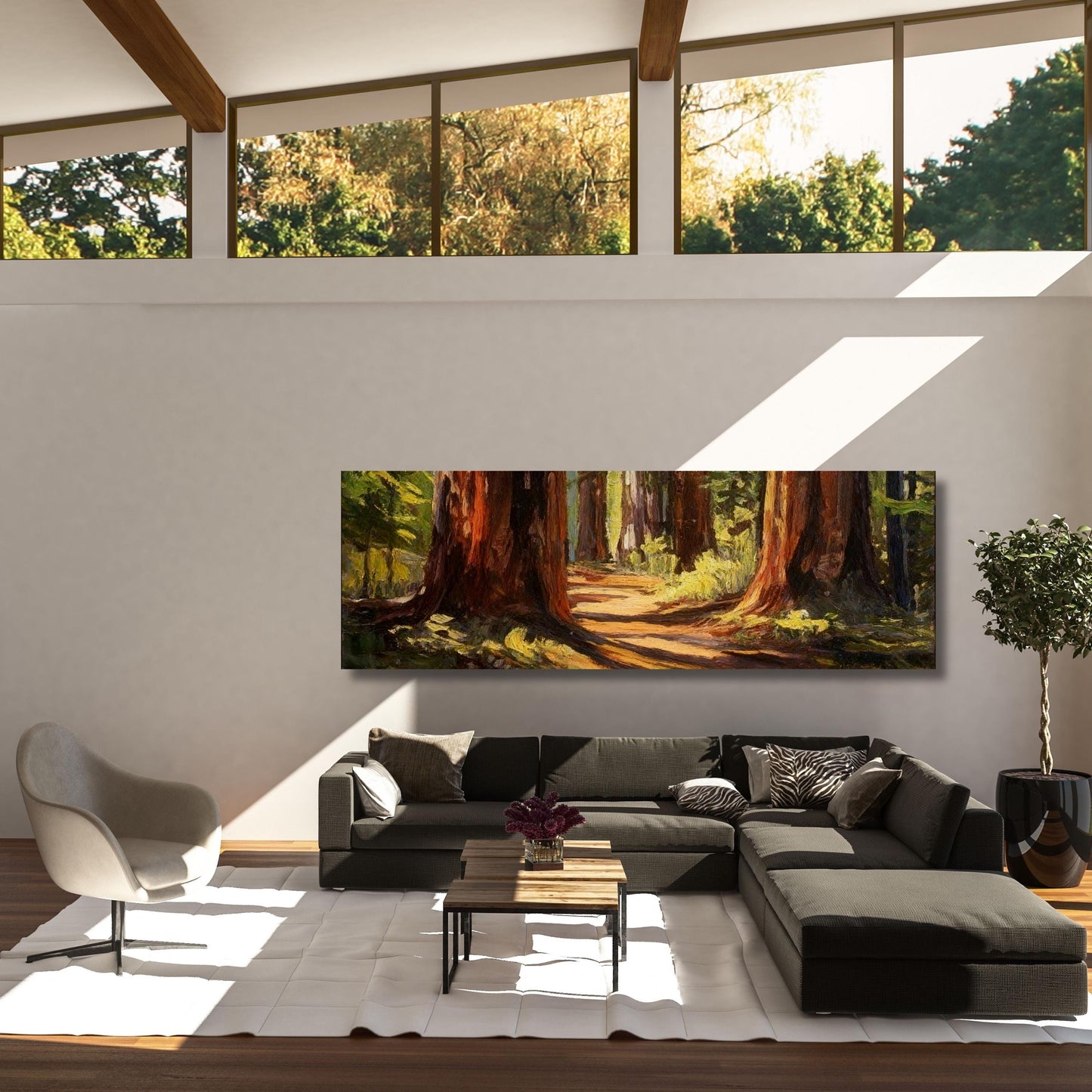 Panoramic Tree Rings Canvas Wall Art Elegant Natural Wall Art Great Design Solution for Echo Tree Ring Print of stump, Tree ring Canvas art