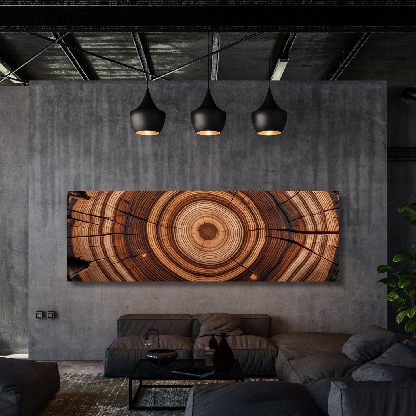 Panoramic Tree Ring Canvas Art: Elegant Natural Home Decor