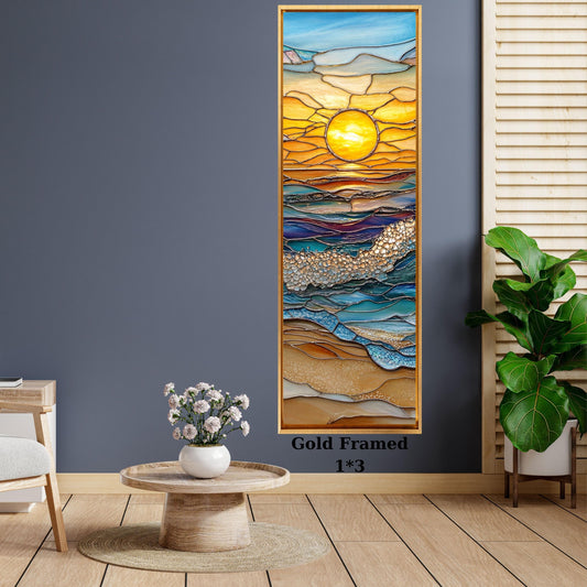 Vertical Leaf Canvas Print, Tall Hallway Wall Art, Modern Nature Decor