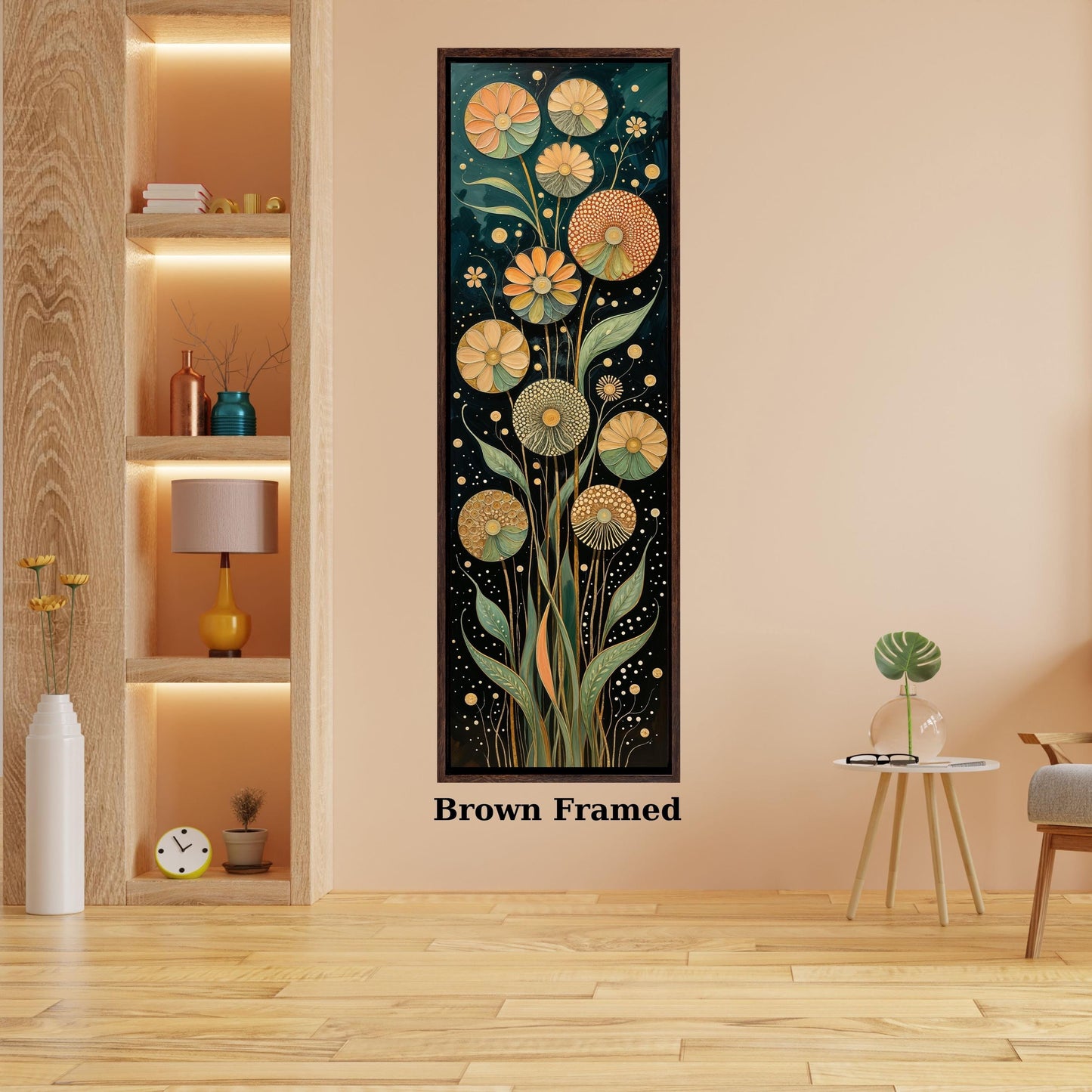 Long Narrow Canvas Wall Art Vertical Nature Print Tall Modern sun Tree or Mountain Wall Decor for Hallway,Entryway Small Space Styling Print