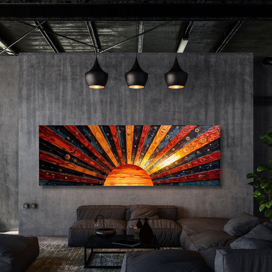 Sunrise Wood Look Wall Art Above Bed Decor Print Canvas Wood Long Sunlight Bedroom Wall Hanging Sunrise Sun Canvas Wall Office Print gift