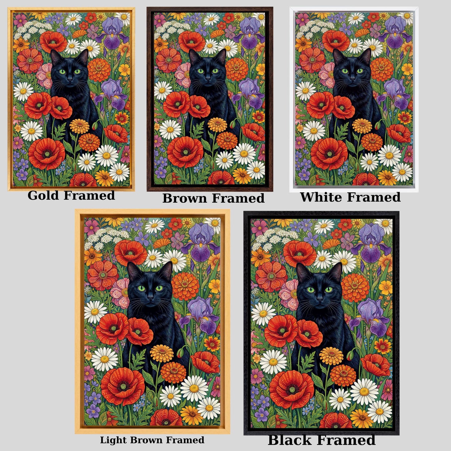 Klimt Style Cat Canvas Wall Art – Golden Art Nouveau Animal Decor Print