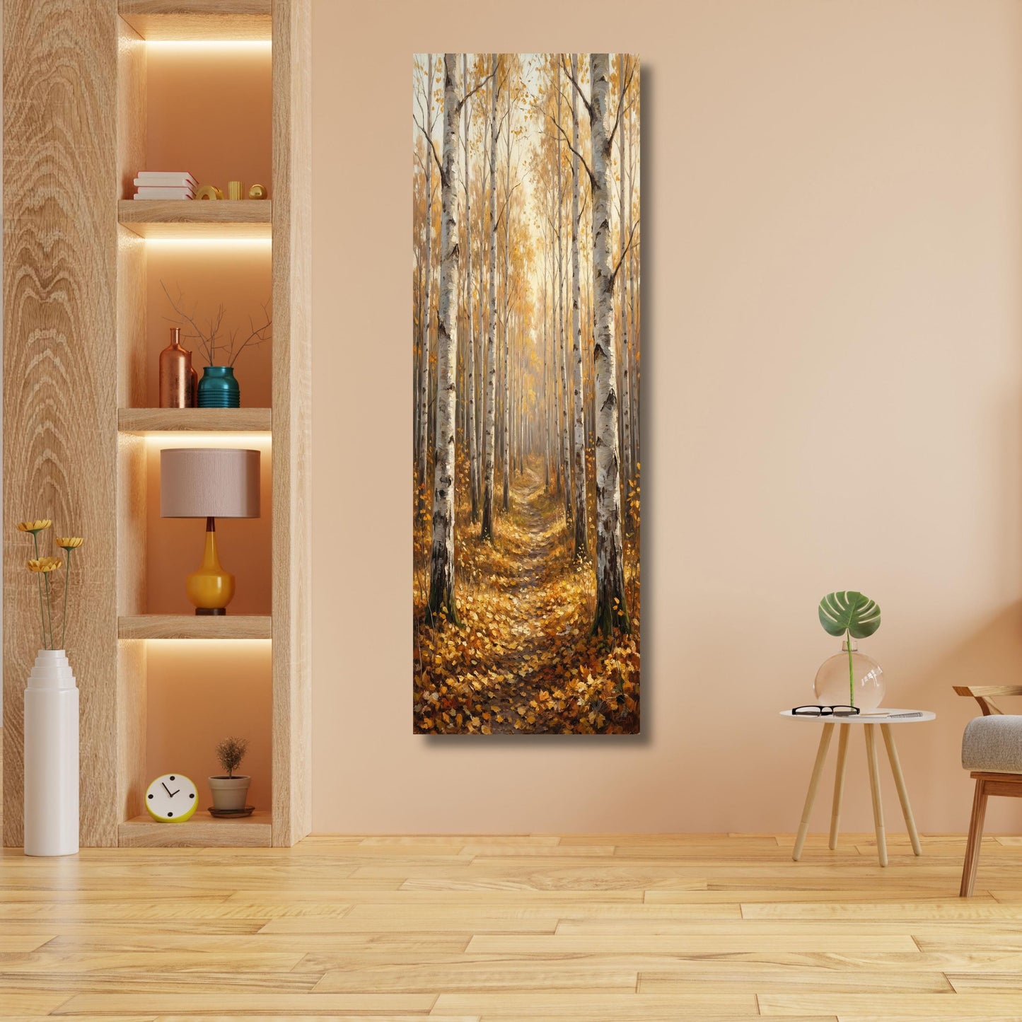Long Narrow Canvas Wall Art Vertical Nature Print Tall Modern Tree or Mountain Wall Decor for Hallway, Entryway or Small Space Styling Print