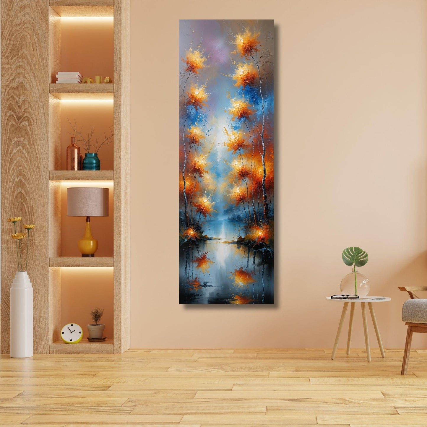 Long Narrow Canvas Wall Art Vertical Nature Print Tall Modern sun Tree or Mountain Wall Decor for Hallway,Entryway Small Space Styling Print