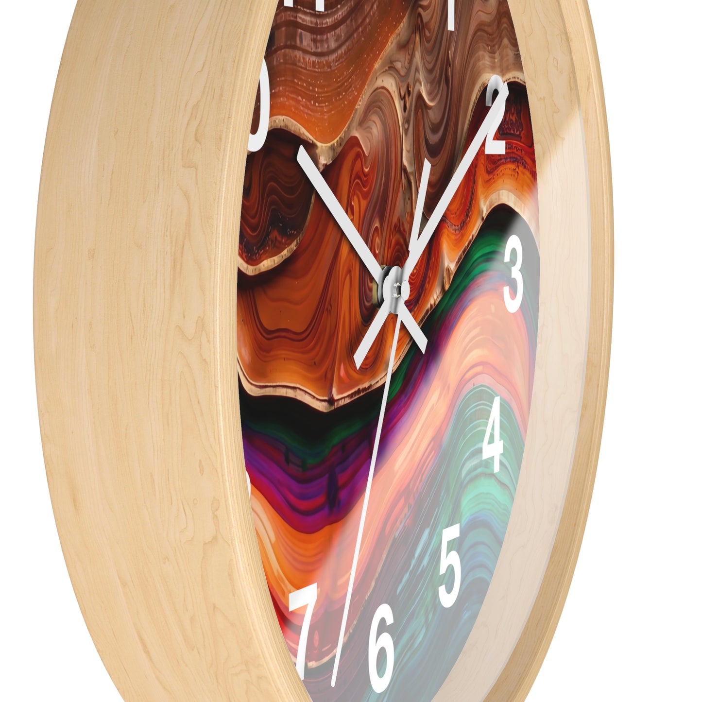 Abstract Swirl Art Wall Clock | Colorful Fluid Waves, Modern Home Decor Resin Art Style
