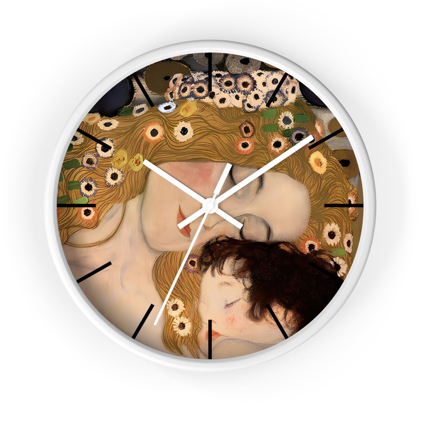 Mother and Child Art Wall Clock | Gustav Klimt Inspired Nursery Decor