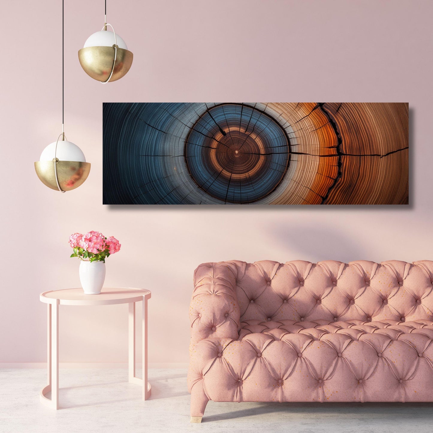 Panoramic Tree Rings Canvas Wall Art Elegant Natural Wall Art Great Design Solution for Echo Tree Ring Print of stump, Tree ring Canvas art