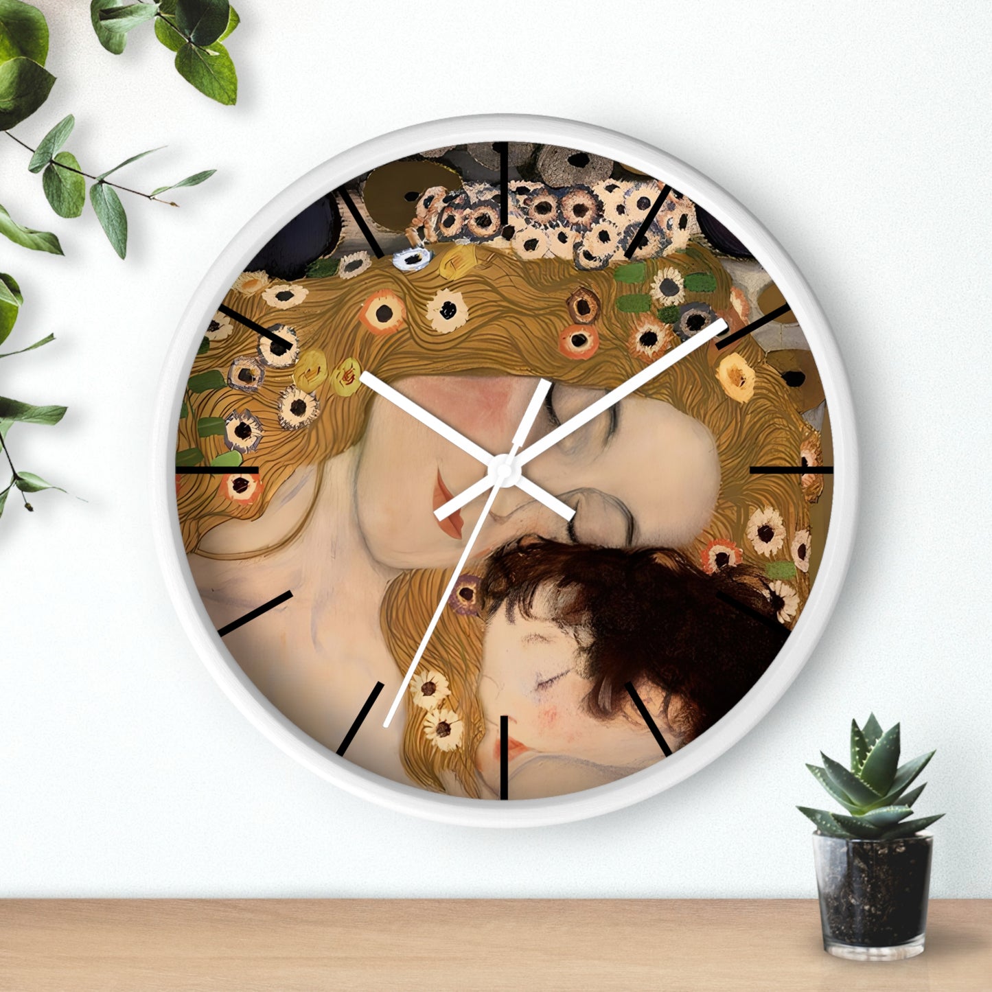 Mother and Child Art Wall Clock | Gustav Klimt Inspired Nursery Decor