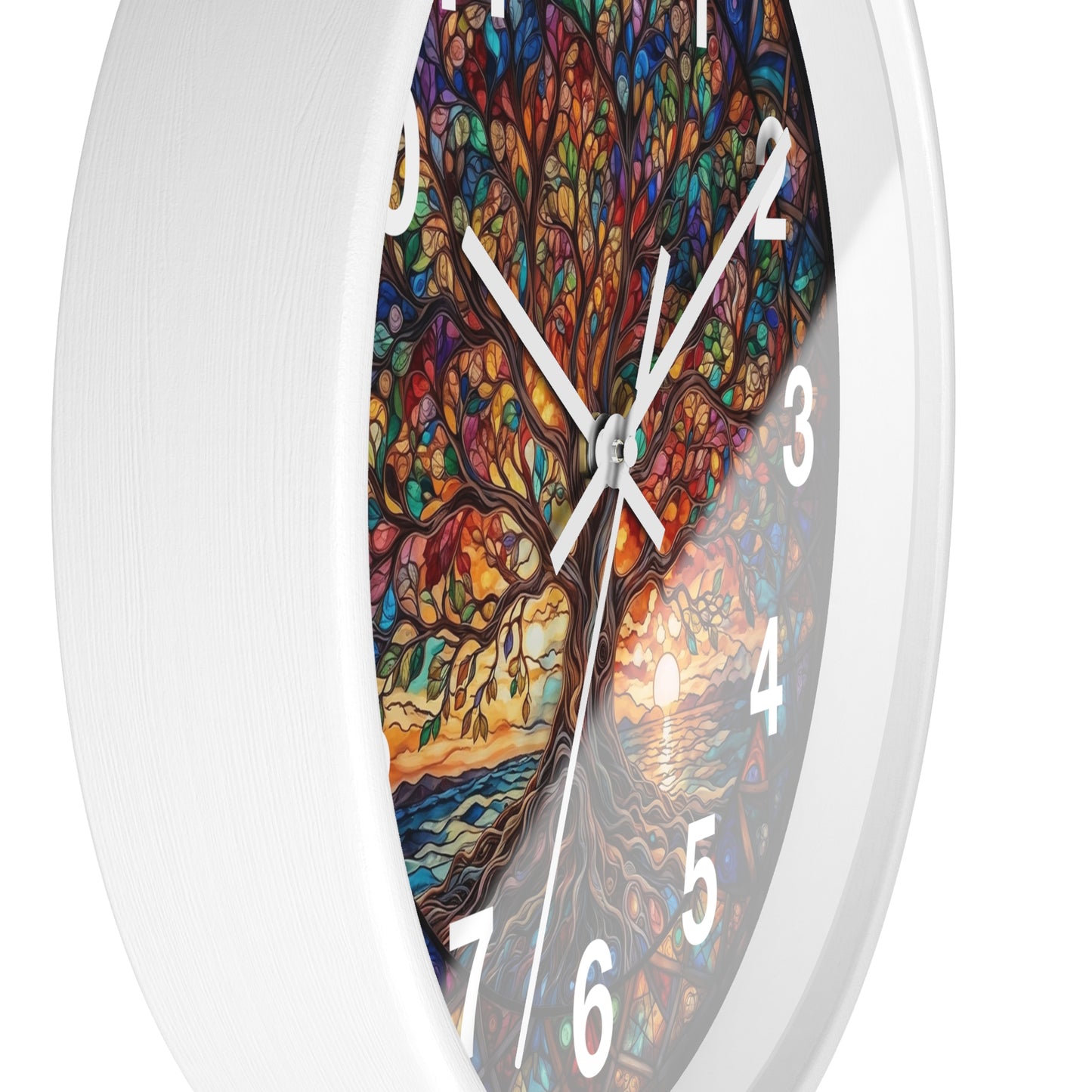 Stained Glass Tree of Life Wall Clock | Colorful Sunset Decor