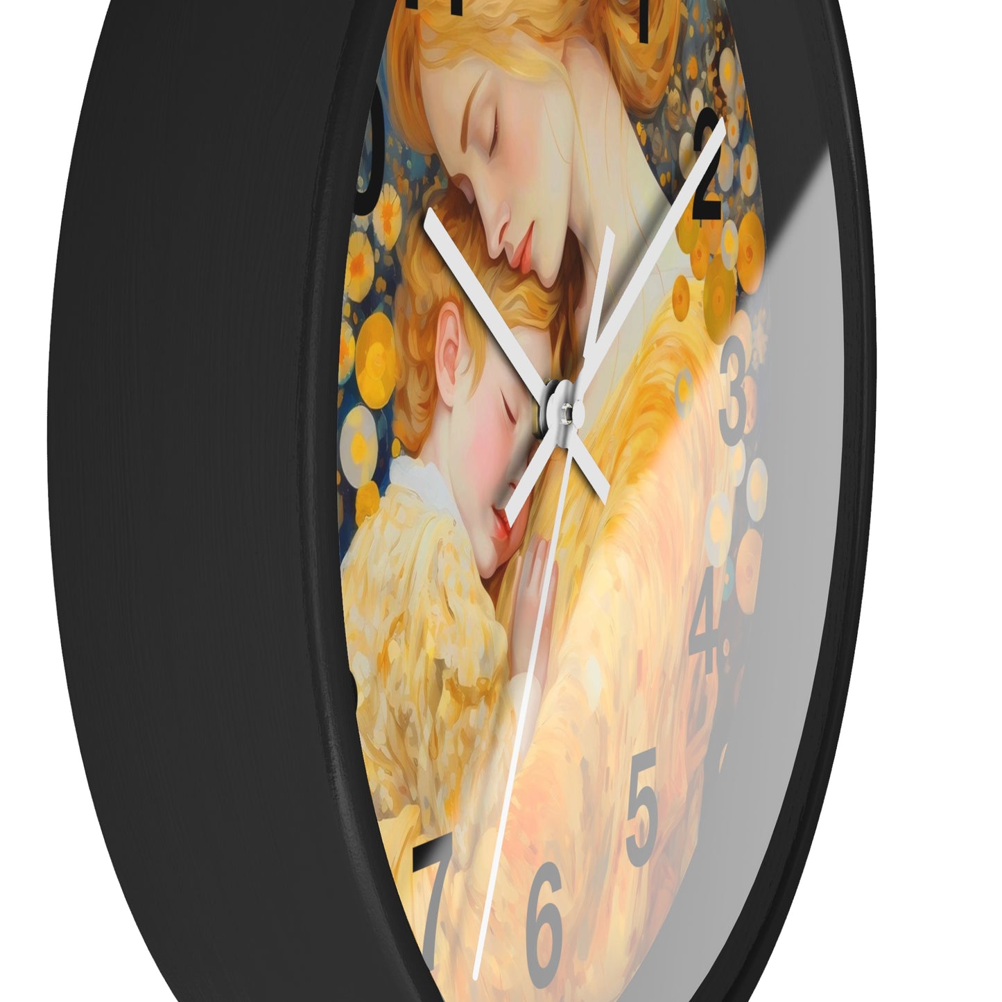 Mother and Child Illustration Wall Clock | Golden Art Nursery Decor