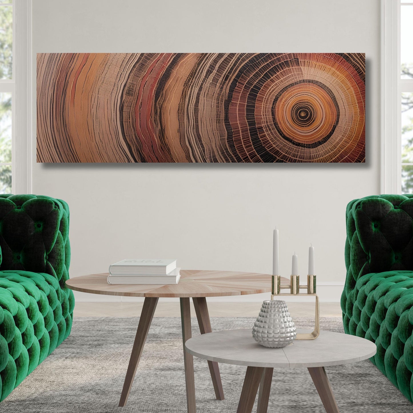 Panoramic Tree Rings Canvas Wall Art Elegant Natural Wall Art Great Design Solution for Echo Tree Ring Print of stump, Tree ring Canvas art