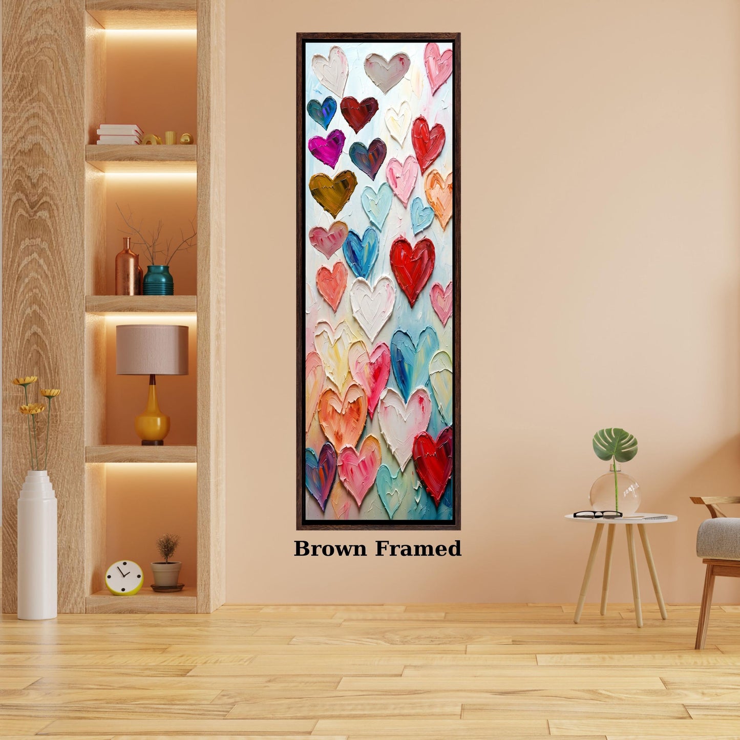 Long Hearts Canvas Wall Art – Romantic Abstract Texture Love Decor Print