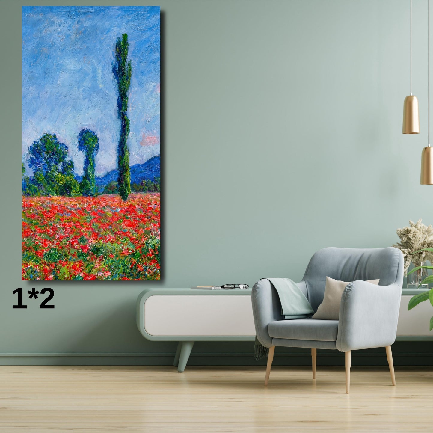 Long Narrow Canvas Wall Art Vertical Nature Print Tall Modern Monet Style Wall Decor for Hallway, Entryway or Small Space art