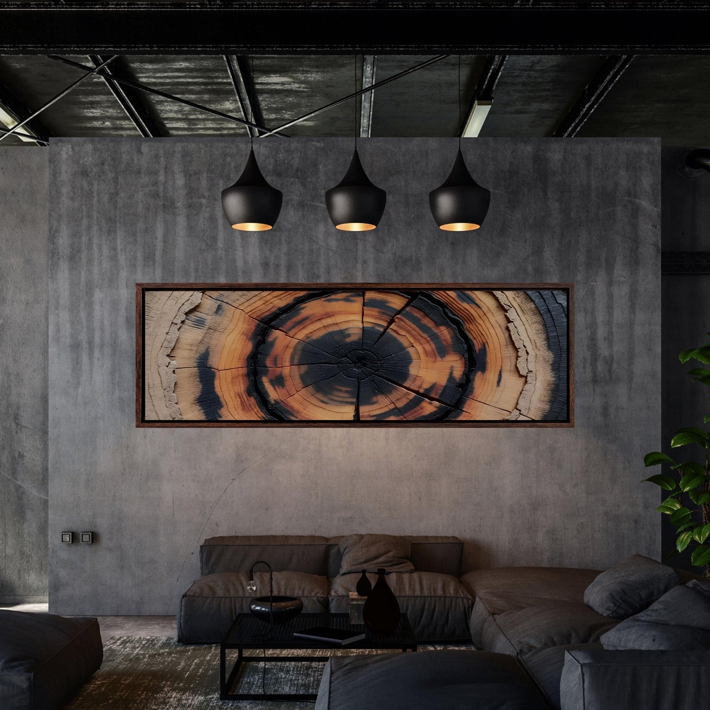 Panoramic Tree Rings Canvas Art: Elegant Natural Home Decor