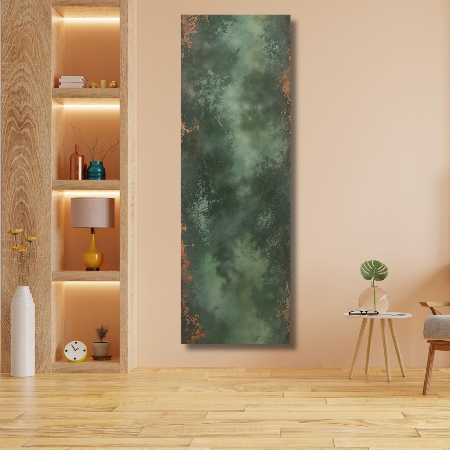 Long Narrow Canvas Wall Art Vertical Nature Print Tall Modern Abstract Waves Wall Decor for Hallway,Entryway Small Space Abstract Styling