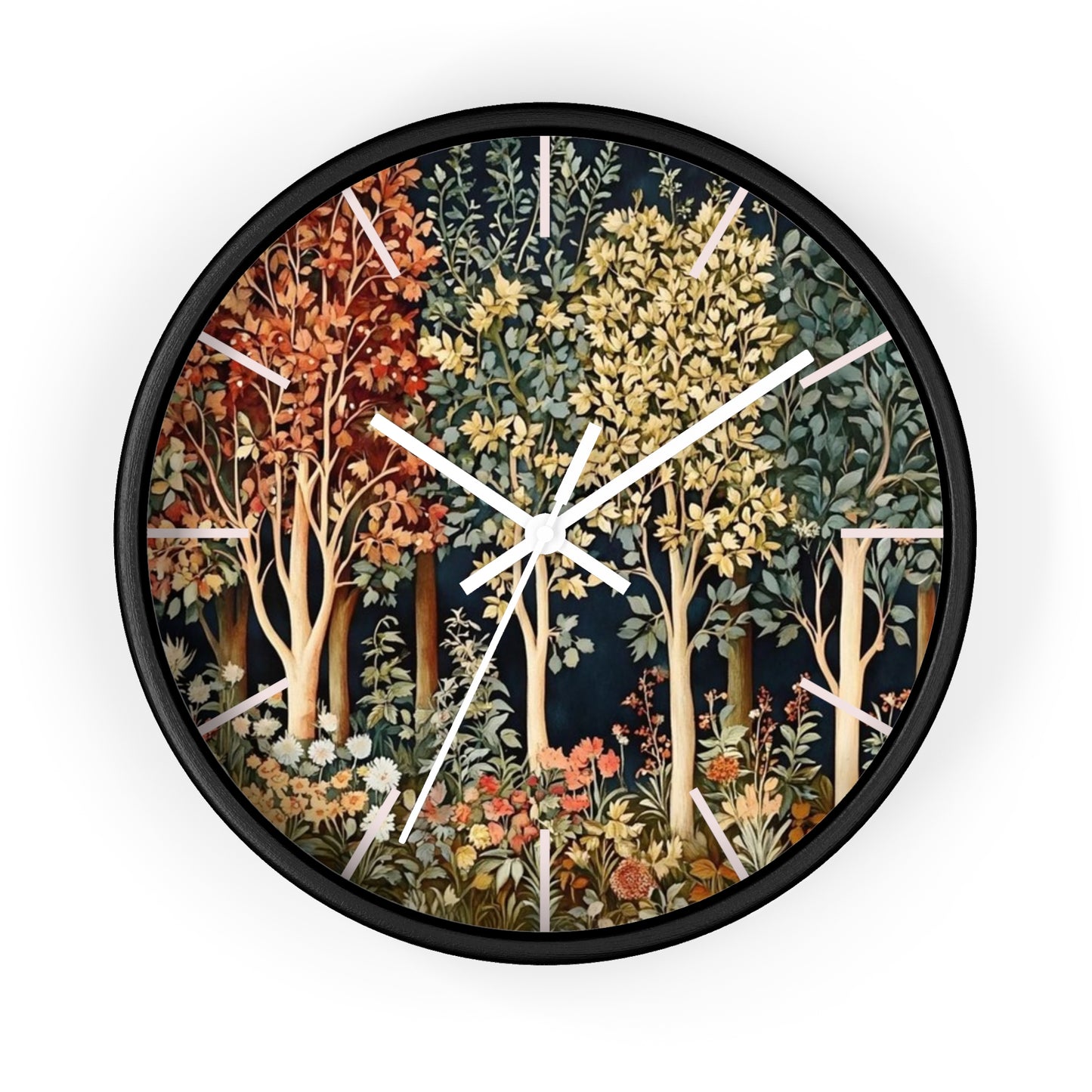 Autumn Woodland Trees Wall Clock | Forest Floral Timepiece