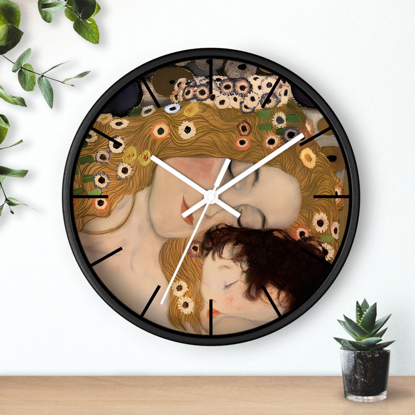 Mother and Child Art Wall Clock | Gustav Klimt Inspired Nursery Decor