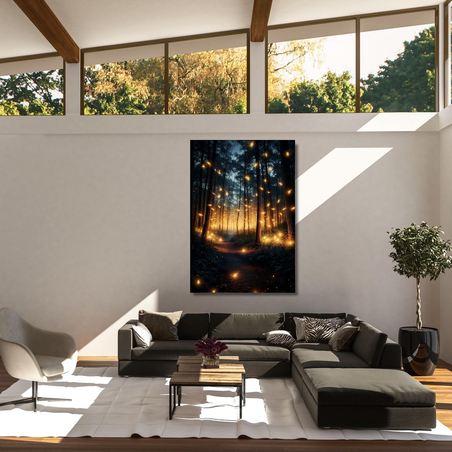 Forest Fireflies Canvas Wall Art, Mystical Fantasy Canvas Painting, Enchanting Magical Forest, Illuminated Mystical Forest Wall Art gift