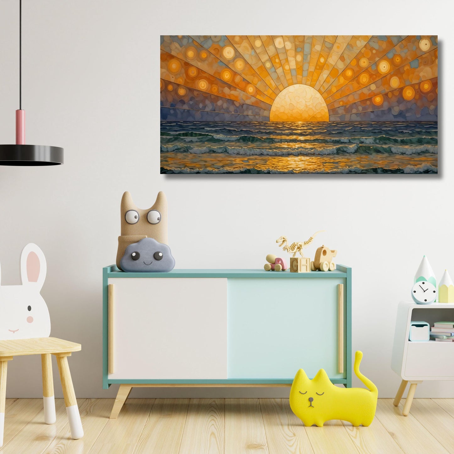 Long Sunshine, Bedroom Wall Art, Wood Wall Art Above Panoramic Sun Wall Art Christmas Gift Artwork Canvas Panoramic Sunset Canvas Wall Art