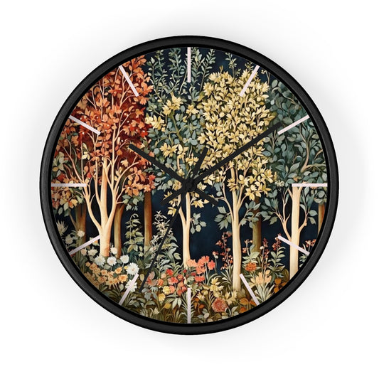 Autumn Woodland Trees Wall Clock | Forest Floral Timepiece