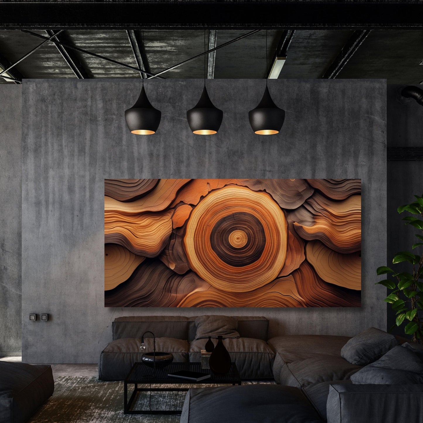 Tree Rings Canvas Wall Art Great Design Solution for Echo Waved Wood Canvas Print Natural Wood Texture Wall Decor, Elegant Abstract Art gift