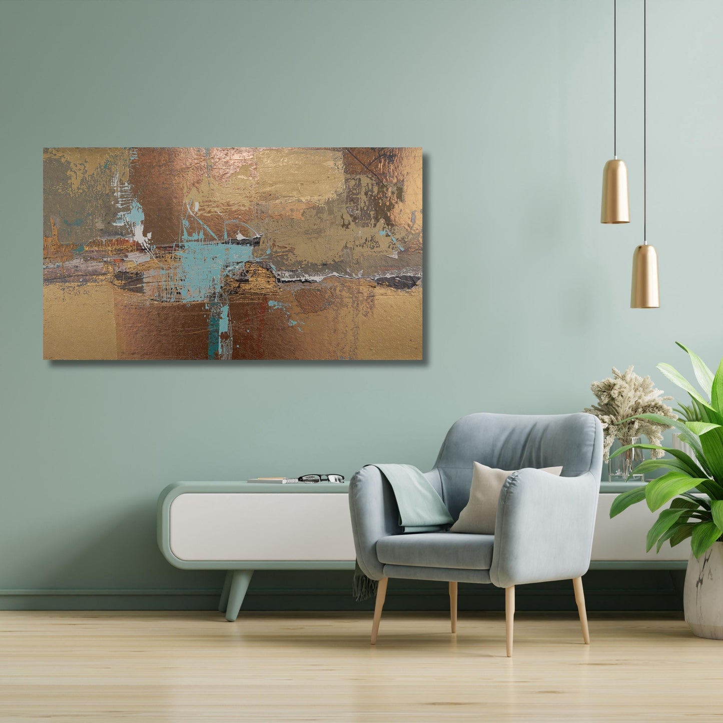 Gold and Copper Abstract Canvas Wall Art Extra Large Wall Art Oversized Horizontal Painting Print,Unique Luxury Wall Decor for Home Art gift