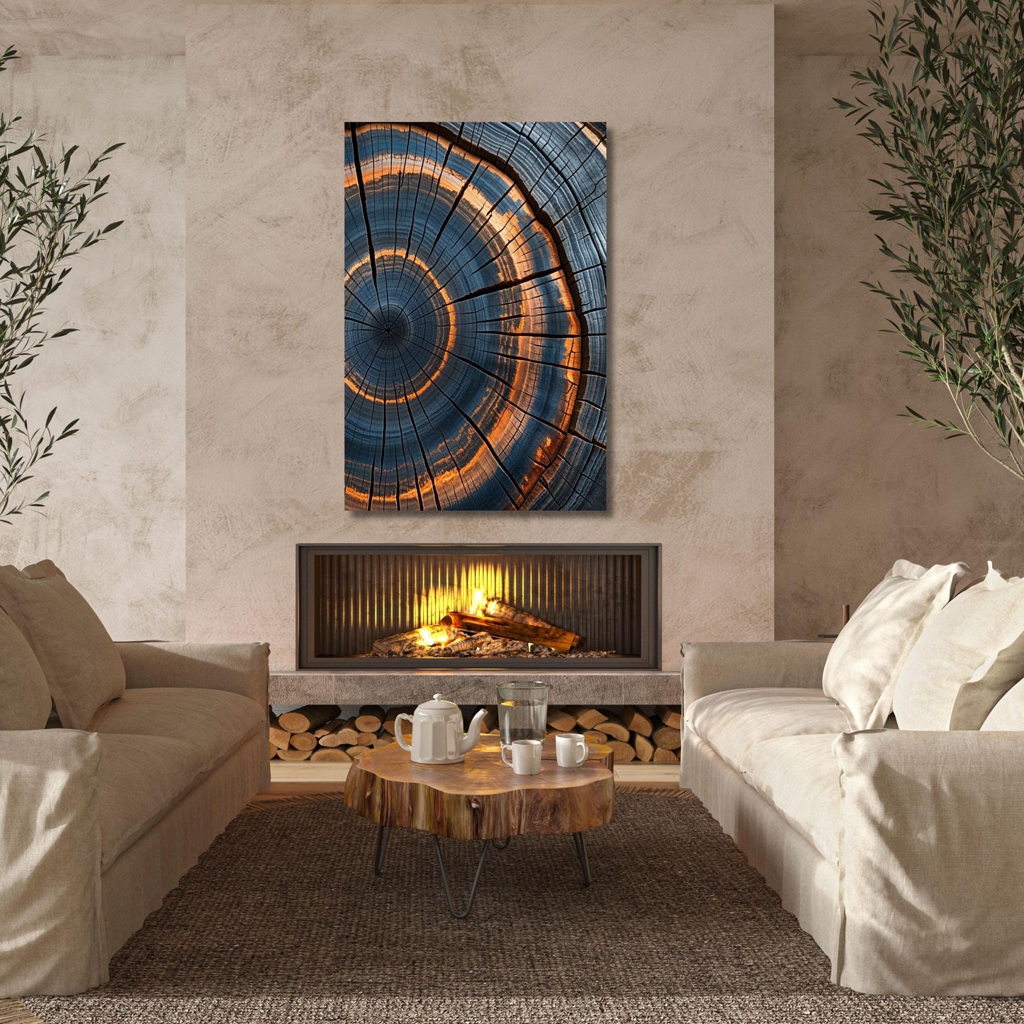 Colorful Tree Rings Canvas Wall Art Tree Rings Print Elegant Natural Wall Art  Echo Reduction  Modern Farmhouse Living Room Canvas Print
