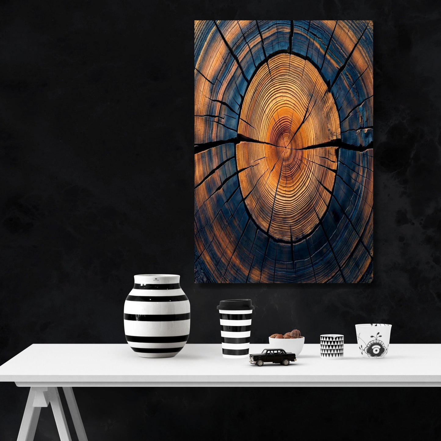 Echo Tree Ring Print Stump Decor, Textured Wood Canvas Art, High Definition Nature Lovers Gift, Vibrant Botanical Interior Design