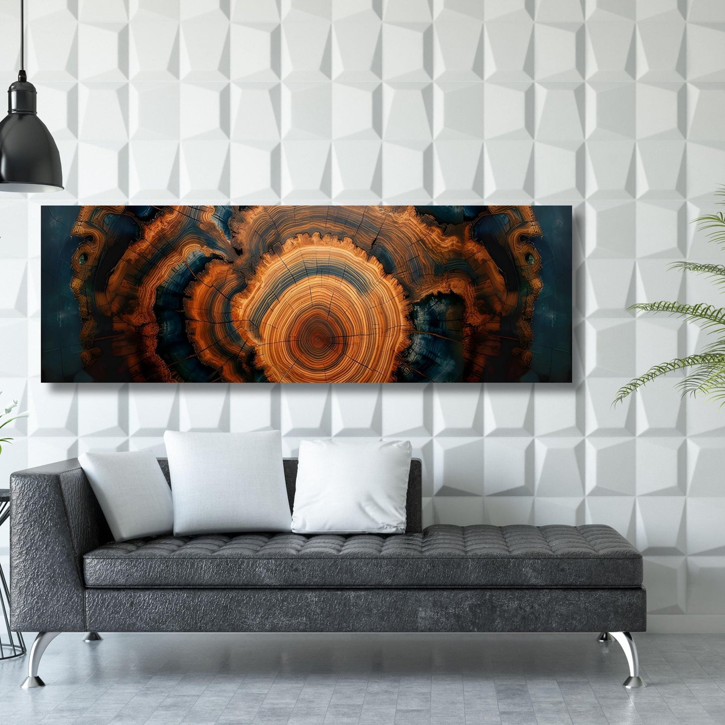 Panoramic Tree Rings Canvas Wall Art Elegant Natural Wall Art Great Design Solution for Echo Tree Ring Print of stump, Tree ring Canvas art