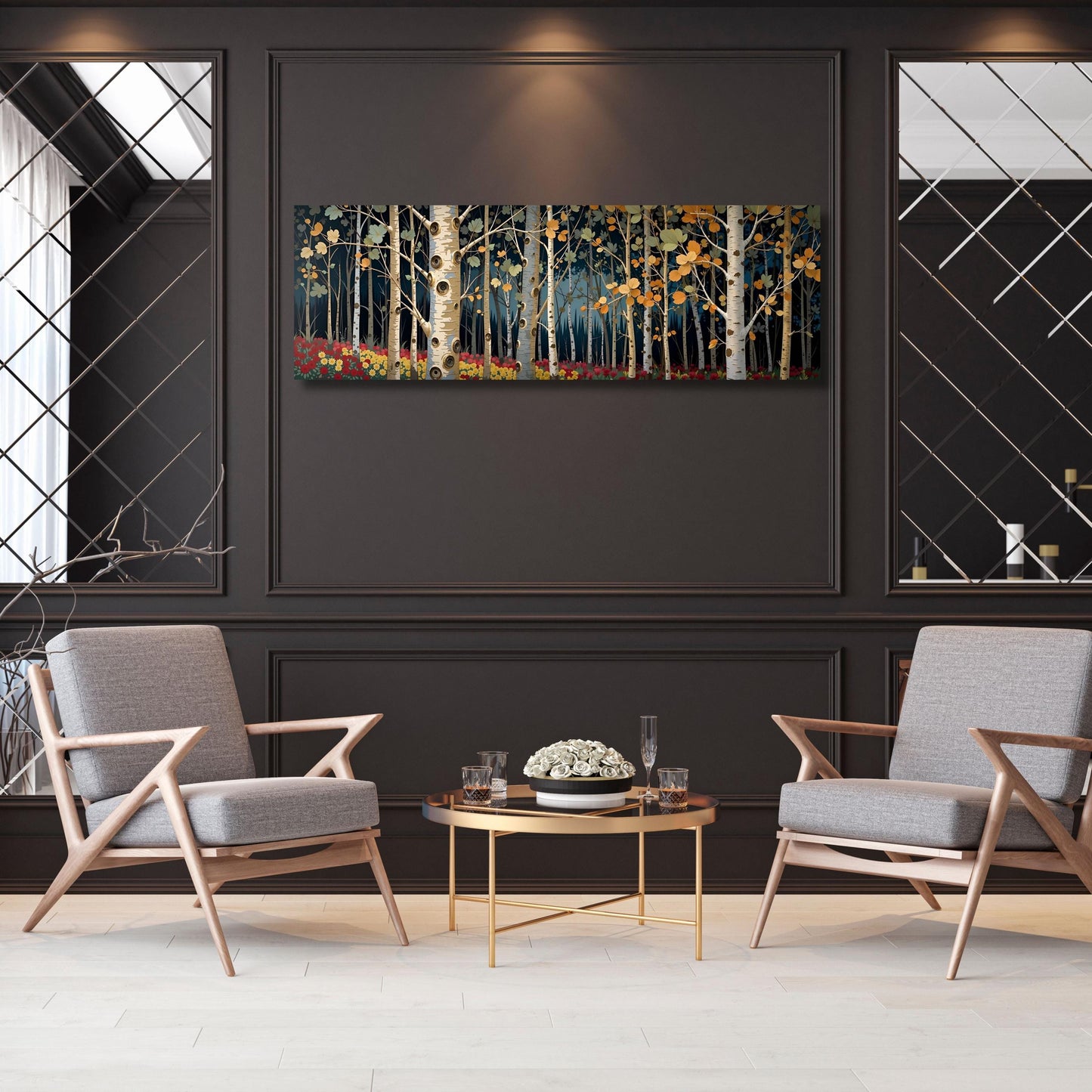 Klimt Style Birch Tree Canvas Wall Art: Yggdrasil Celtic Decor