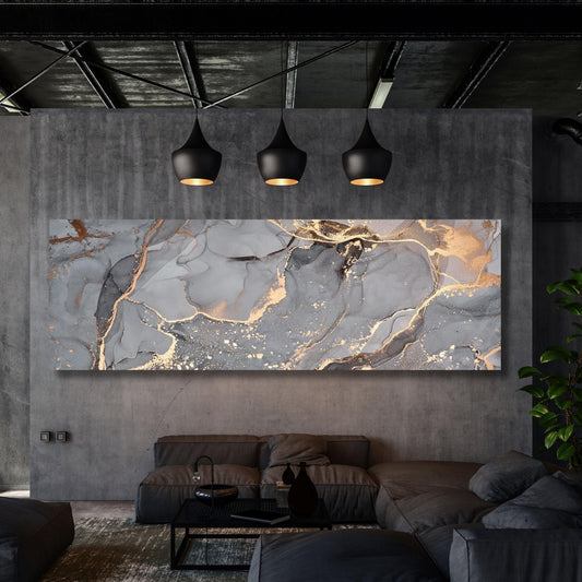 Panoramic Black and Gold Marble Wall Decor Abstract Canvas Wall Art,Marble Gold Art,Minimalist Art Marble Art,Vintage Art,Marble Gift art