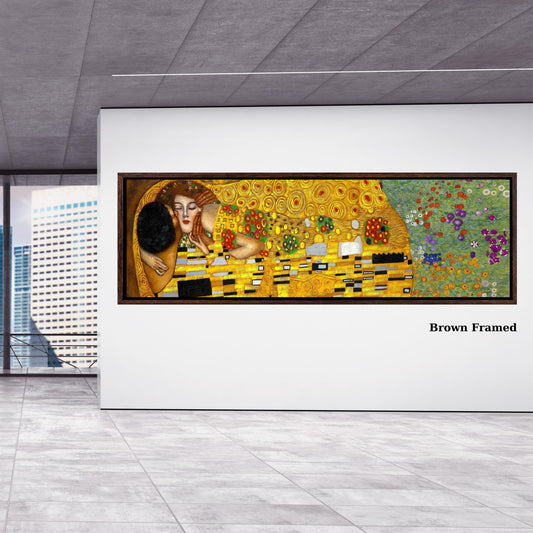 The Kiss by Gustav Klimt Canvas Wall Art, Famous Golden Lovers Painting Print, Classic Romantic Wall Decor, Art Nouveau Gift art Texture