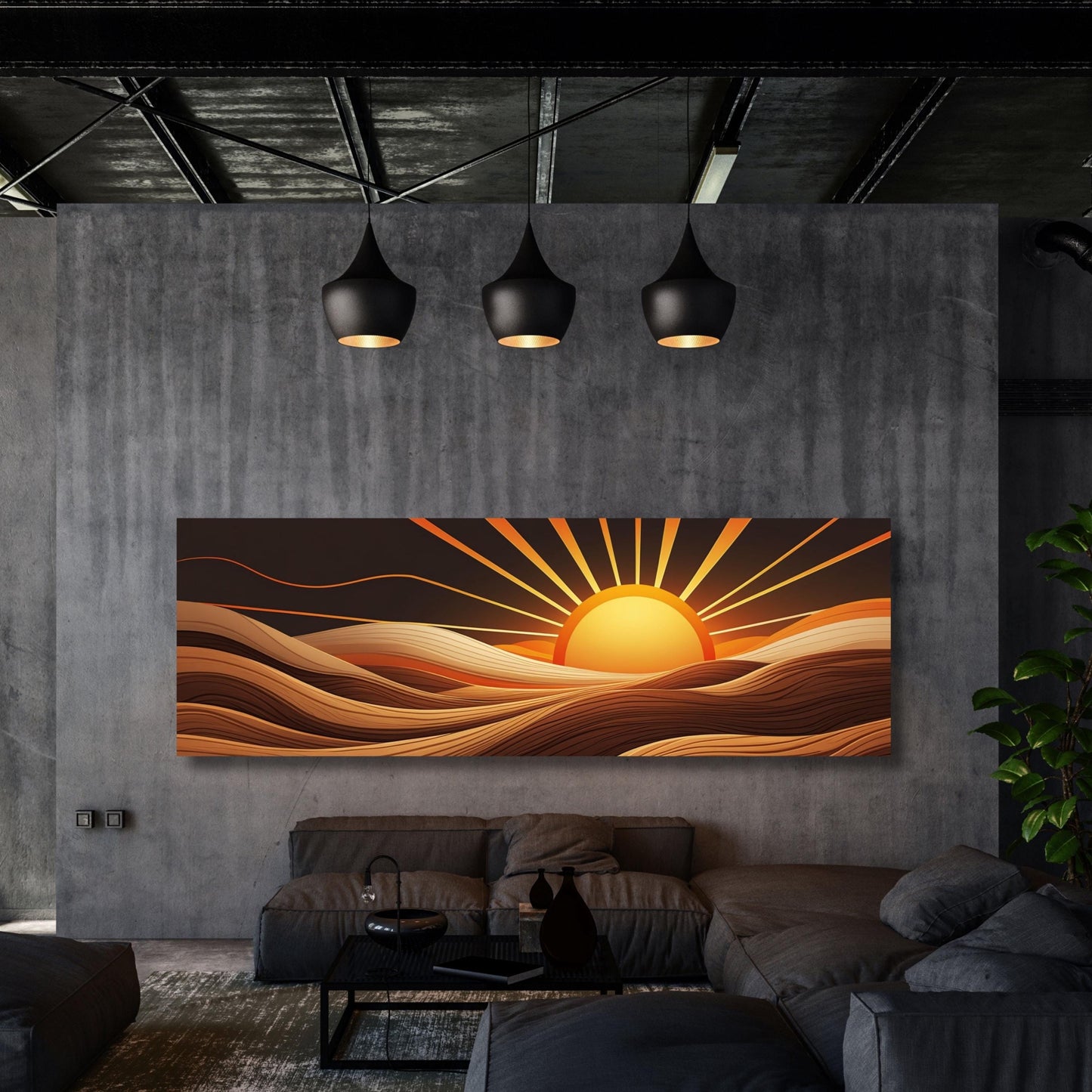 Sunrise Wood Look Canvas Wall Art Rustic Above Bed Decor Sunlight Print for Bedroom or Office – Natural Gift Idea for Home Lovers Print gift