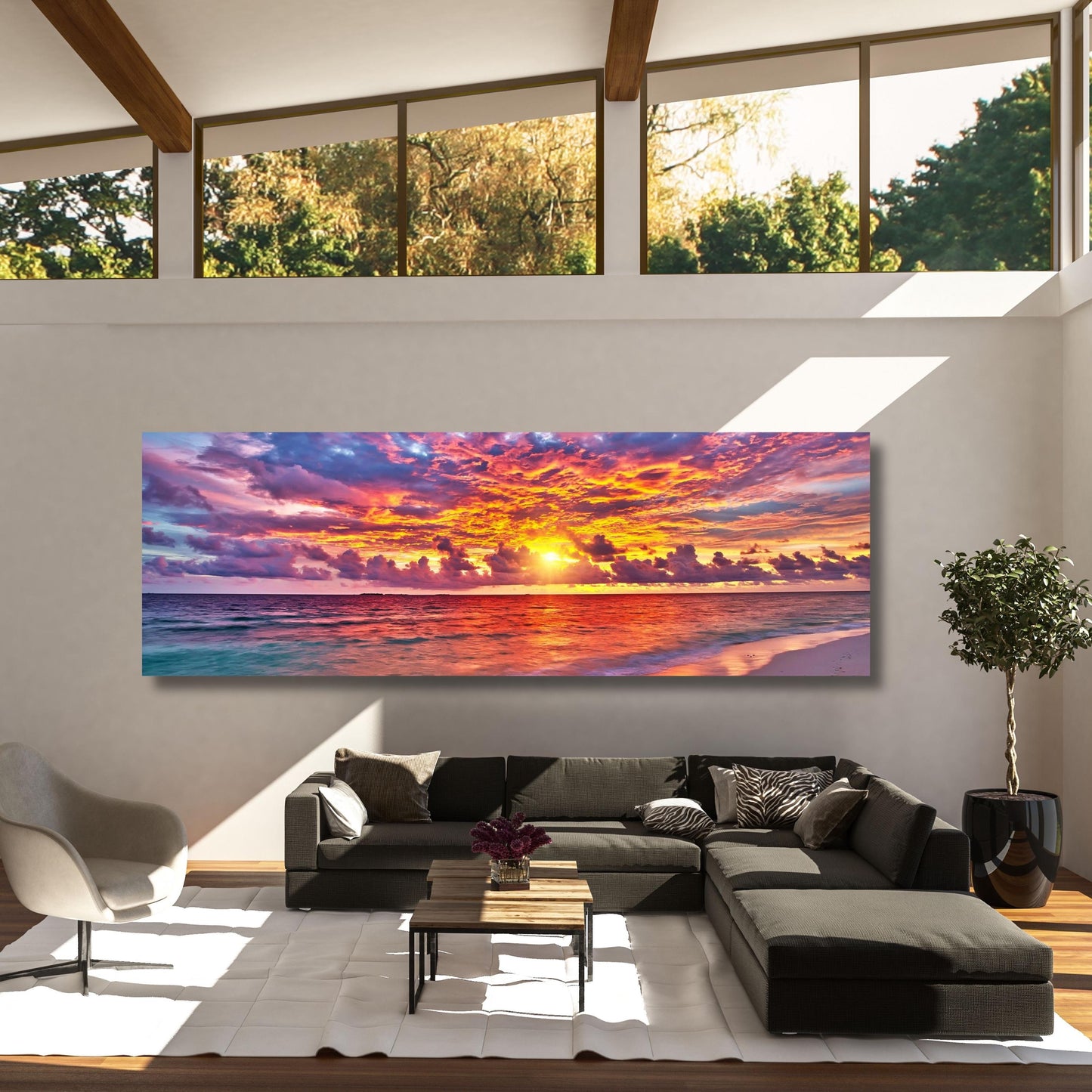 Sunset Ocean Canvas Print – Tropical Beach Wall Art