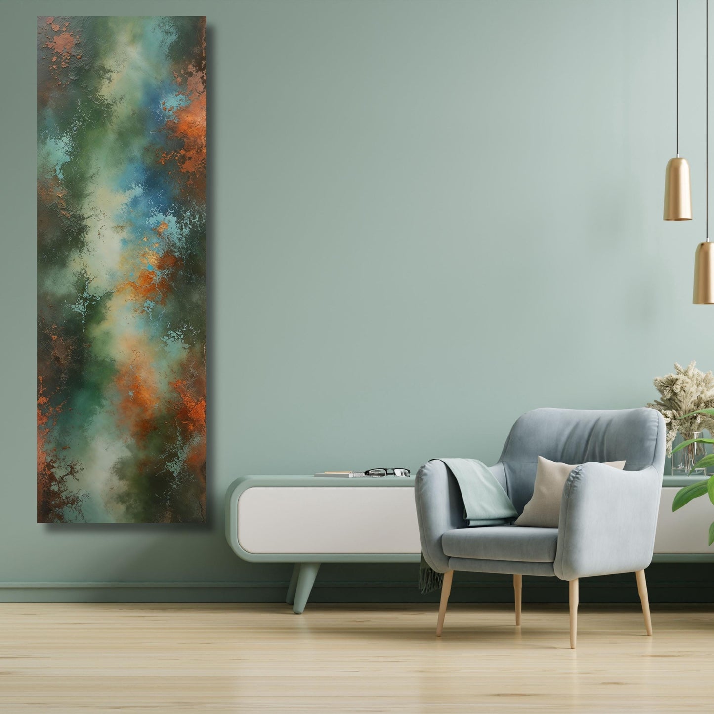Long Narrow Canvas Wall Art Vertical Nature Print Tall Modern Abstract Waves Wall Decor for Hallway,Entryway Small Space Abstract Styling