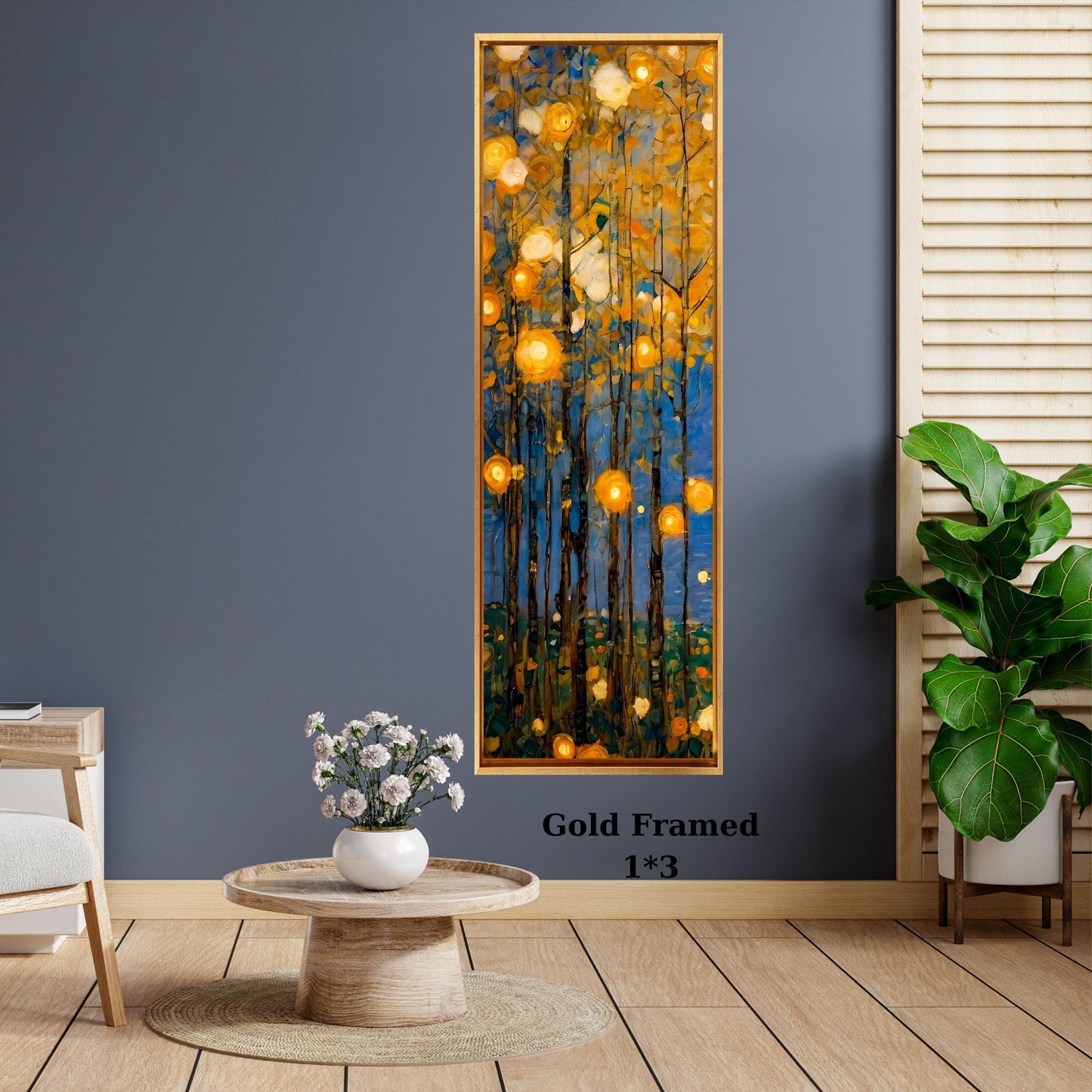 Long Narrow Canvas Wall Art Vertical Nature Print Tall Modern Tree or Mountain Wall Decor for Hallway, Entryway or Small Space Styling Print