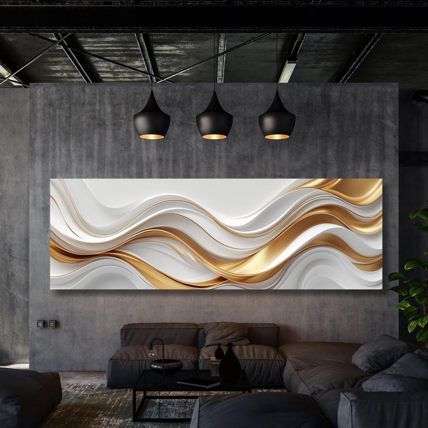 Panoramic Abstract Canvas Wall art, White Yellow blue Marble Canvas, Luxury Art, Abstract Decor, Abstract wall art Canvas, Contemporary Art